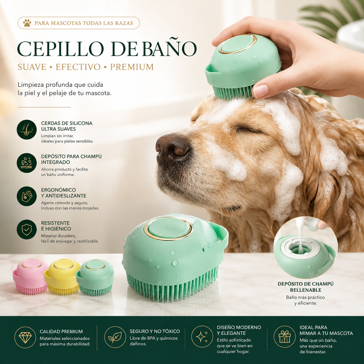 LUMEPA™ Silicone Massaging Shampoo Brush for Pets