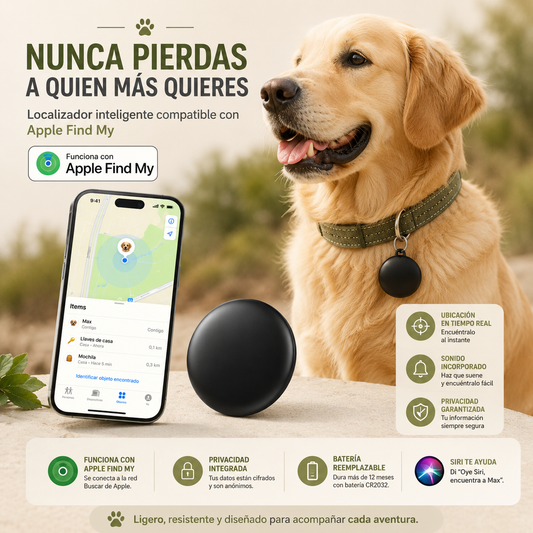 Localizador Antipérdida para Mascotas Compatible con Apple Find My