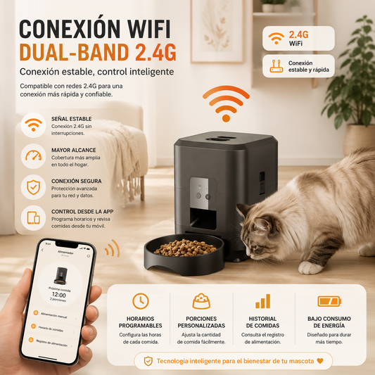 Comedero Automático Inteligente con WiFi para Gatos y Perros